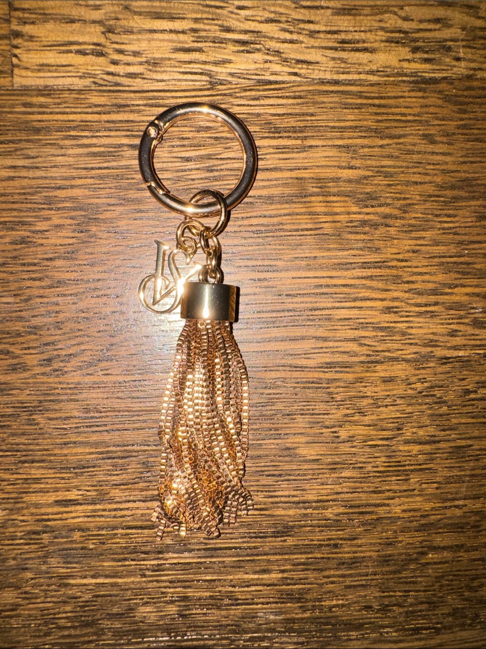 Victoria's Secret Gold Tassel Keyring with VS Charm